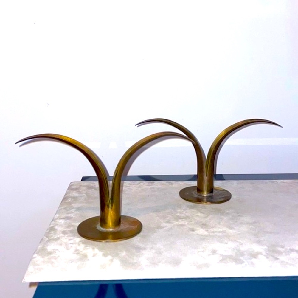 Ystad Metall Pair of Brass Bjork Liljan Candleholders Designed by Ivar Ahlenius - Picture 4 of 16